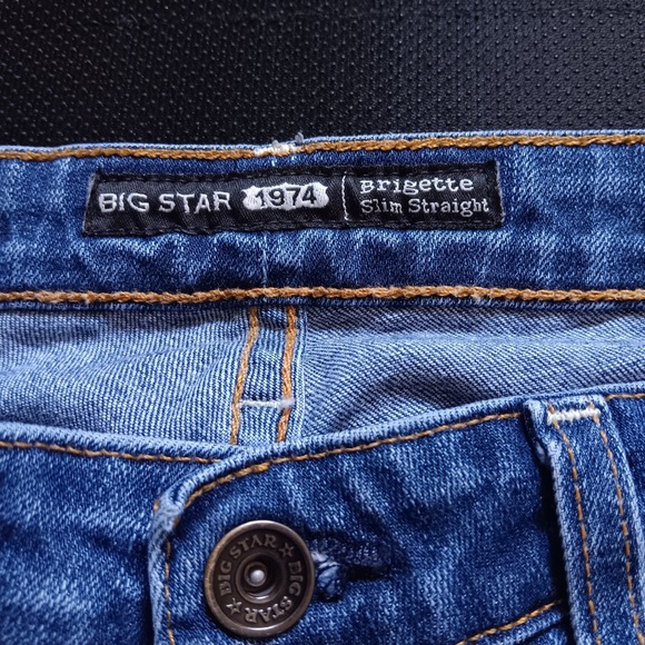 Big Star Brigette Slim Straight Jeans Womens 26L Blue Excellent Hemmed Stretch - Picture 5 of 14